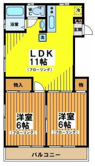 グリーンパークII(2LDK/3階)の間取り写真