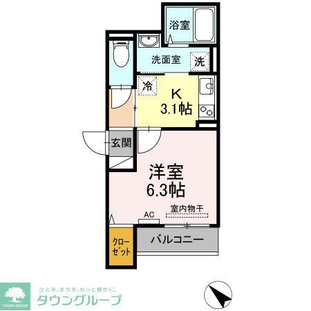 クレスタ(1K/2階)の間取り写真