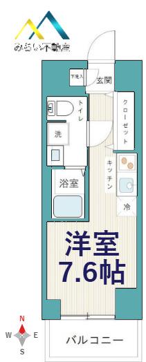 クラリッサ横浜阪東橋(ワンルーム/7階)の間取り写真