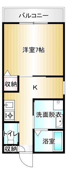 オークマンション立岩(1K/2階)の間取り写真