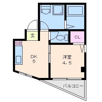 AOYAGI(1DK/2階)の間取り写真