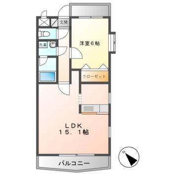 プリミエール小木(1LDK/1階)の間取り写真