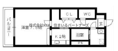 シャンベルジュKT(1K/4階)の間取り写真