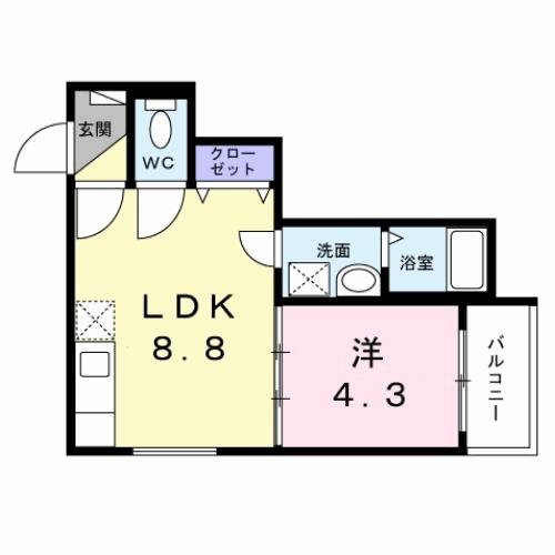 グラン シーズン2(1LDK/2階)の間取り写真