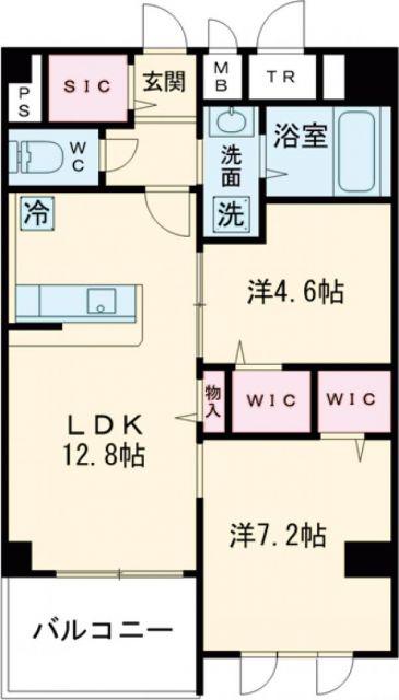エルグランド久留米(2LDK/9階)の間取り写真