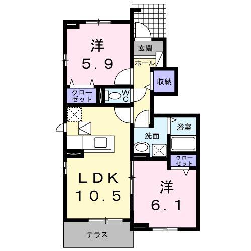 BEST HOUSE V A(2LDK/1階)の間取り写真