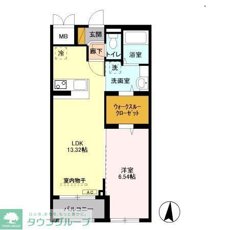 ユートリーパークマンション(1LDK/4階)の間取り写真