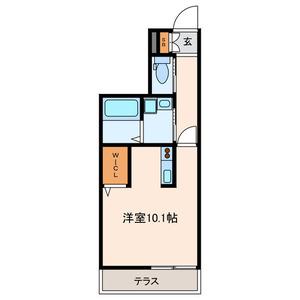 パーシモン デュエ(ワンルーム/1階)の間取り写真