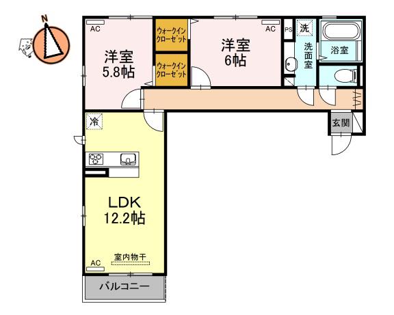 ロイヤルハイム(2LDK/1階)の間取り写真