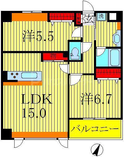 レフィナード(2LDK/4階)の間取り写真