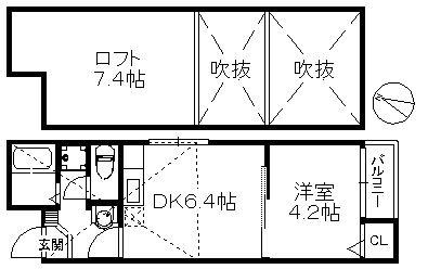 ポラリス周船寺壱番館 207(1DK/2階)の間取り写真