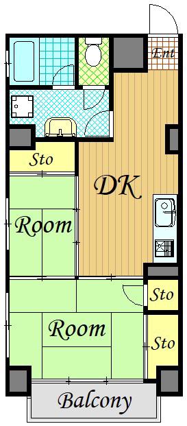 正木屋マンション(2DK/10階)の間取り写真