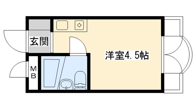 ピュア83(ワンルーム/1階)の間取り写真