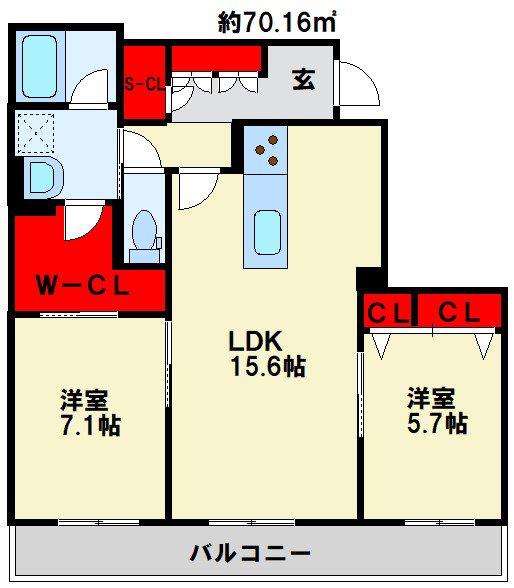 シャーメゾンステージ泉台(2LDK/2階)の間取り写真