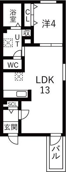DEVELD荒子(1LDK/1階)の間取り写真