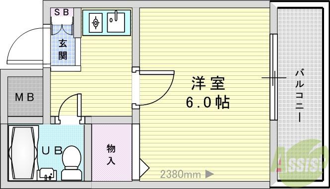 シティハイツ5番館(1K/3階)の間取り写真