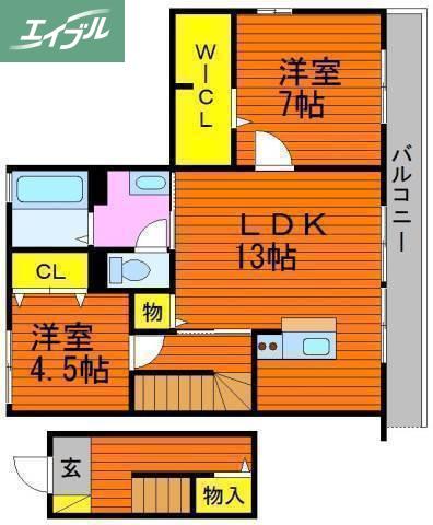 サマー フォレスト(2LDK/2階)の間取り写真