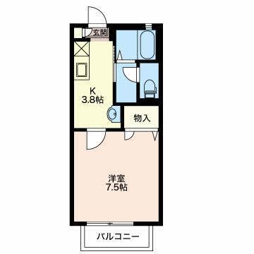 ヒルトップ(1K/2階)の間取り写真