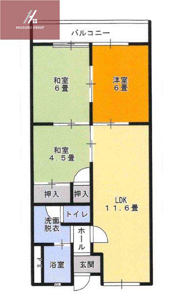 ロイヤル加美(3LDK/3階)の間取り写真
