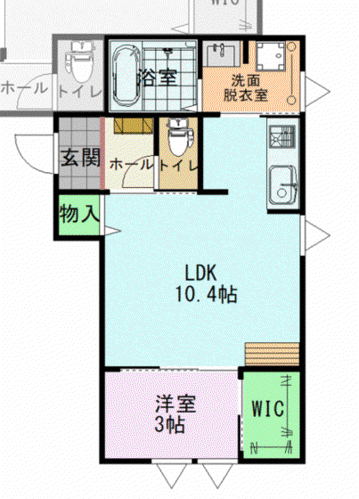 インテグラルサン(1LDK/2階)の間取り写真