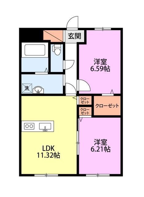 ヴィラノーブル(2LDK/3階)の間取り写真