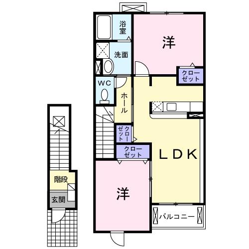 パルテ・カナーレII(2LDK/2階)の間取り写真