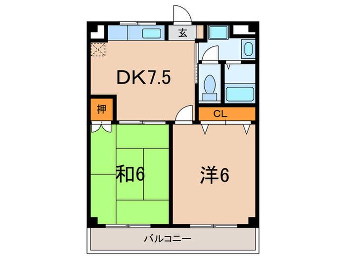マックスビル(2DK/3階)の間取り写真