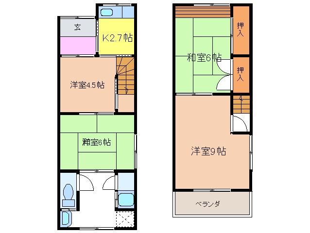 南海本線 高石駅 徒歩16分 1階建 築57年(4K/1階)の間取り写真