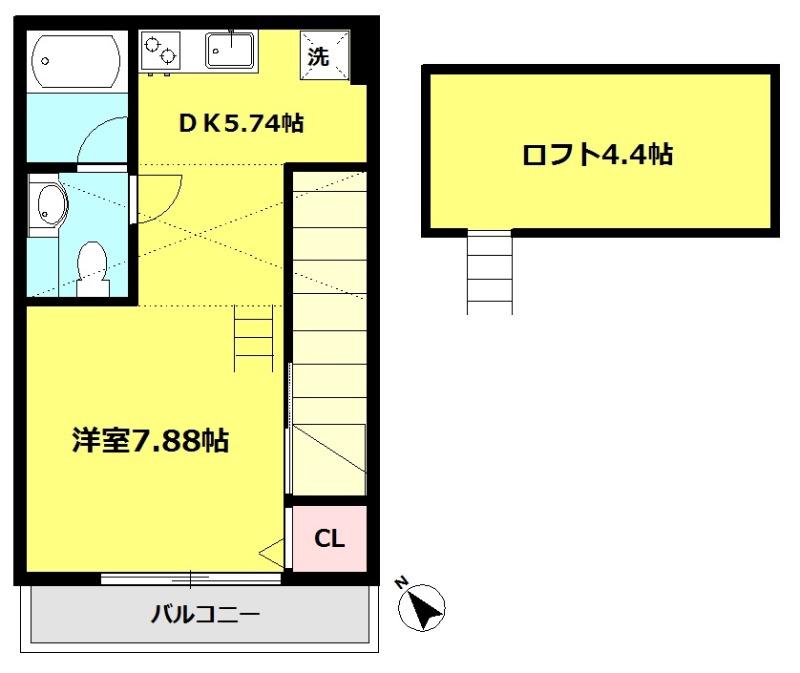 ソレイユ・ネージュ(1K/2階)の間取り写真