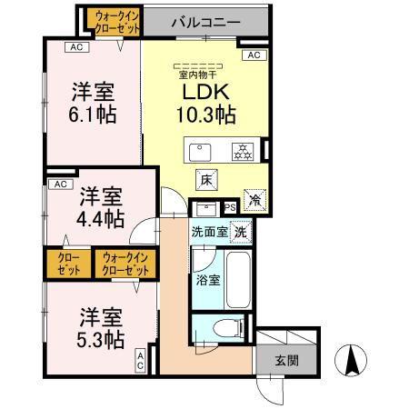 グランドゥール ラテール(3LDK/1階)の間取り写真