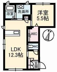 マグノーリアD棟(1LDK/1階)の間取り写真