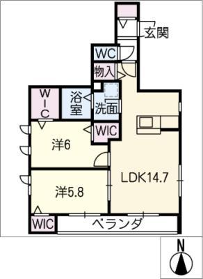 LA MAISON CLAIRE(2LDK/2階)の間取り写真