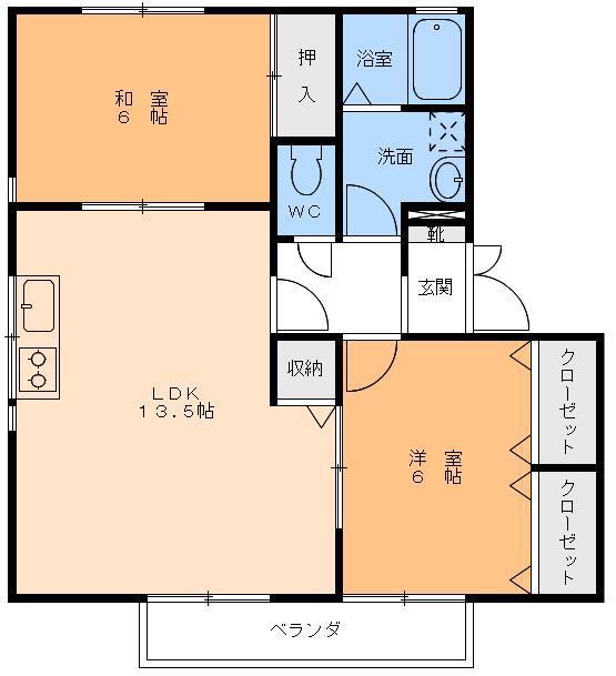 メゾンドールキャメリア(2LDK/1階)の間取り写真