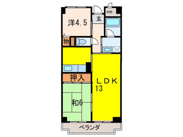 グレース武庫之荘(2LDK/1階)の間取り写真