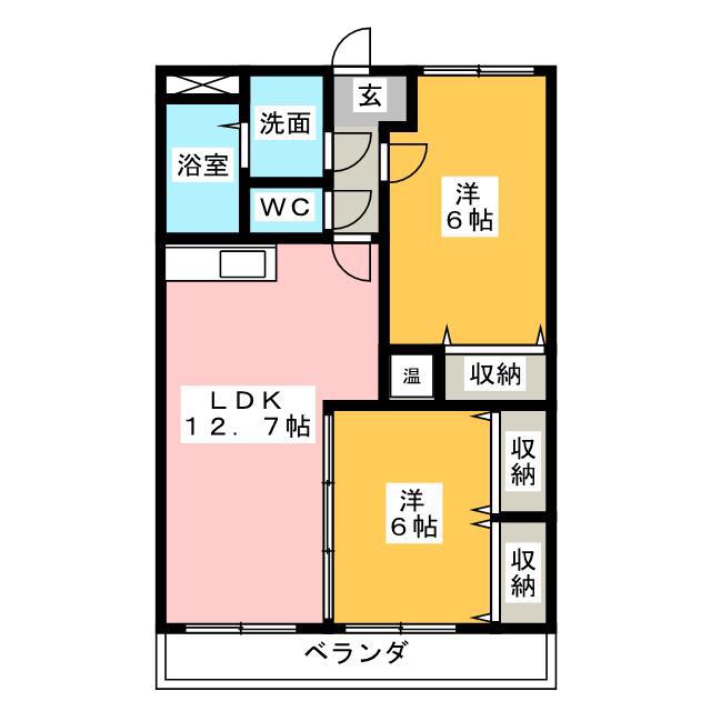 シーダーナイン(2LDK/1階)の間取り写真