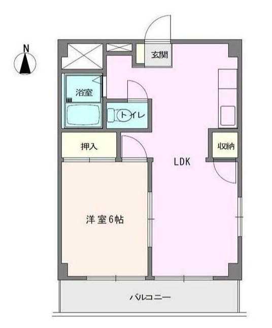 エルム鴨宮(1LDK/2階)の間取り写真