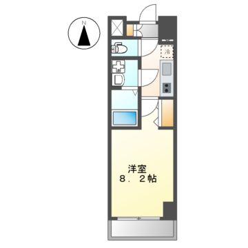 THE RESIDENCE SAKURAYAMA ウエスト(1K/6階)の間取り写真