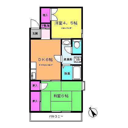 ハイツアルティカ(2DK/1階)の間取り写真