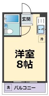 甲子園ピース(ワンルーム/3階)の間取り写真