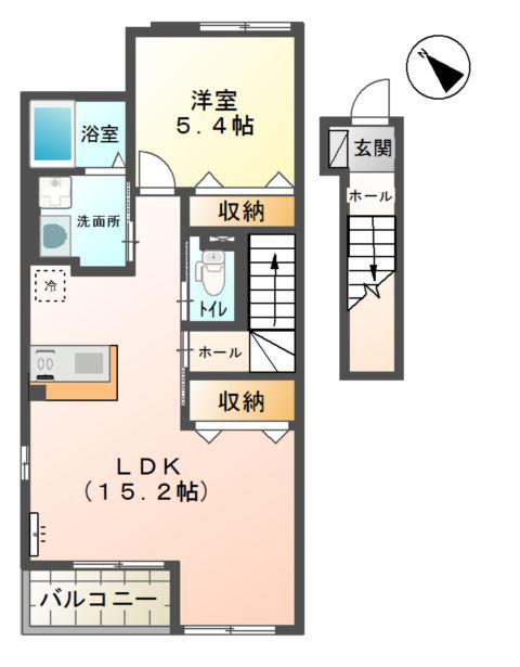 ショコラーデ(1LDK/2階)の間取り写真