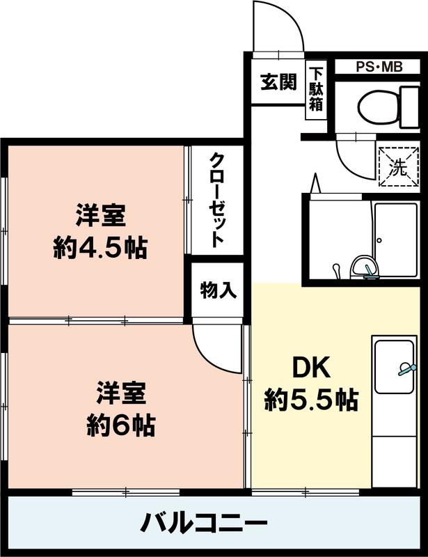 グランドメゾン本中山(2DK/3階)の間取り写真