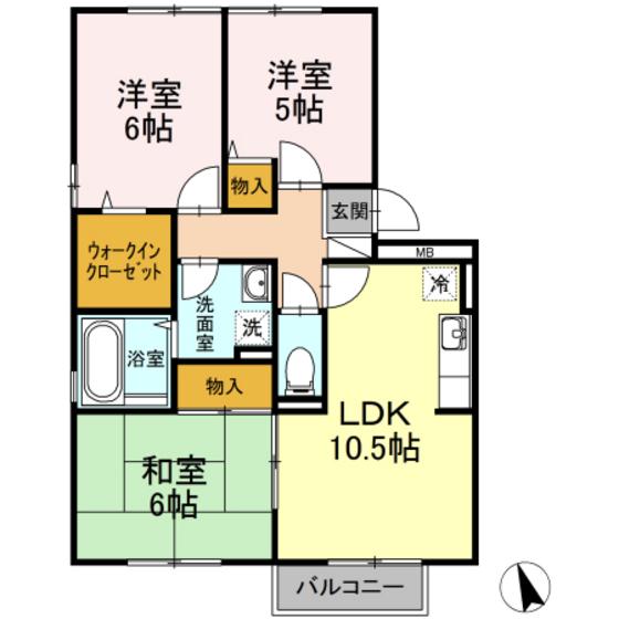 クレッシェンド今村(3LDK/3階)の間取り写真