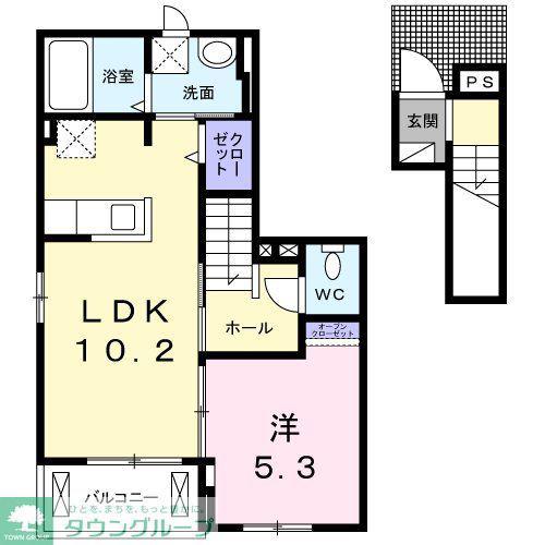 ジェルメ東狭山ヶ丘I(1LDK/2階)の間取り写真