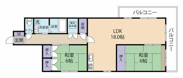 メゾン八木山(2LDK/2階)の間取り写真