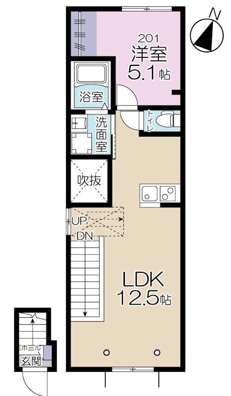エスパシオ東小岩(1LDK/2階)の間取り写真