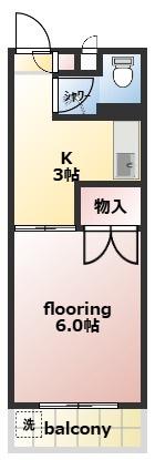 駒沢ハイム(1K/3階)の間取り写真