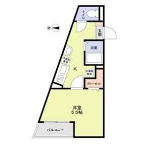 SQUARES NISHIARAI(1K/2階)の間取り写真