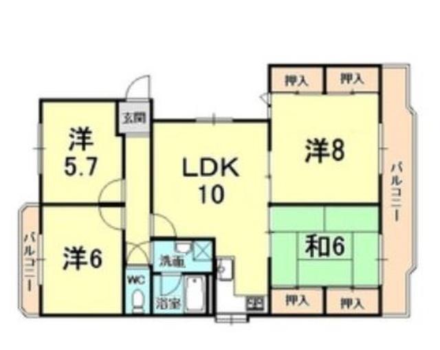 パストラーレ香枦園(4LDK/1階)の間取り写真