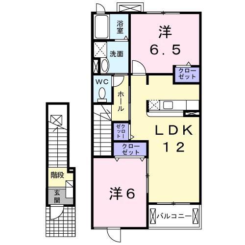 グランシャリオI(2LDK/2階)の間取り写真