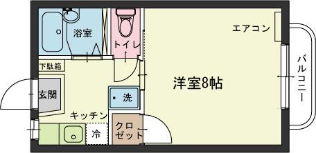 サンヒルズB(1K/1階)の間取り写真
